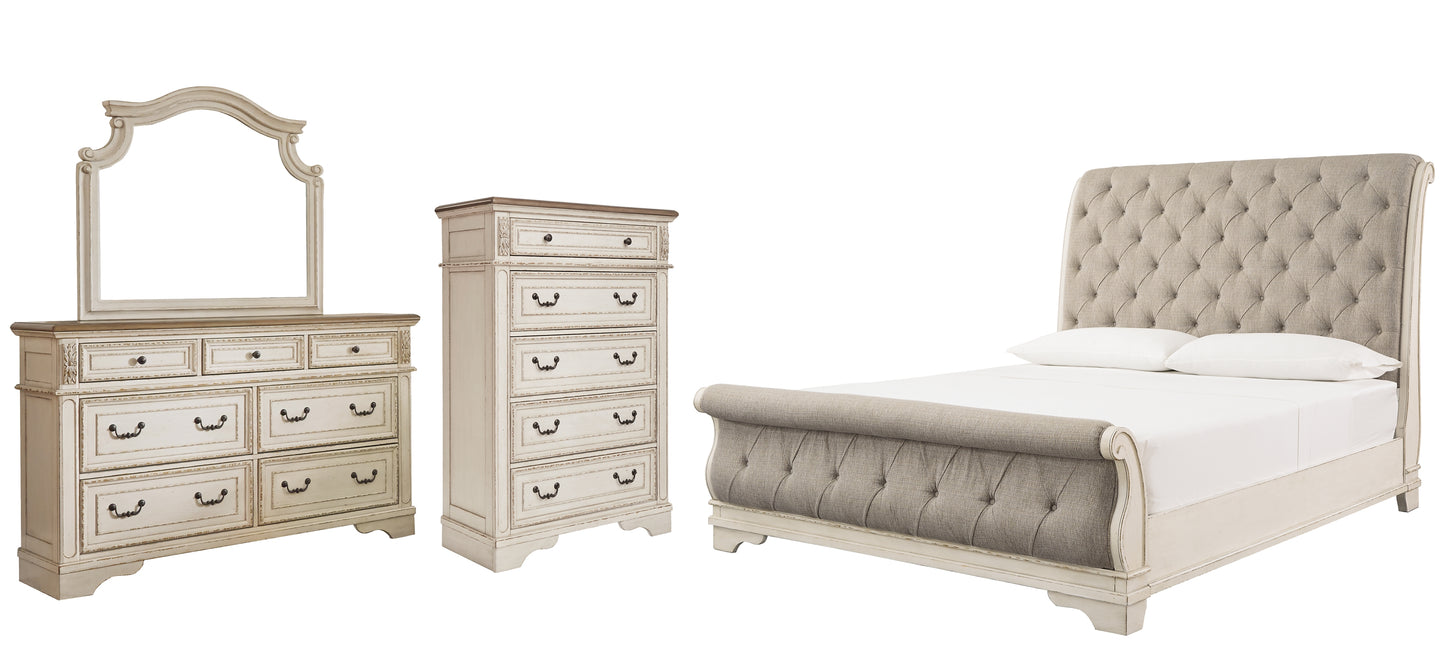 Realyn Queen Sleigh Bed with Mirrored Dresser and 2 Nightstands Milwaukee Furniture of Chicago - Furniture Store in Chicago Serving Humbolt Park, Roscoe Village, Avondale, & Homan Square