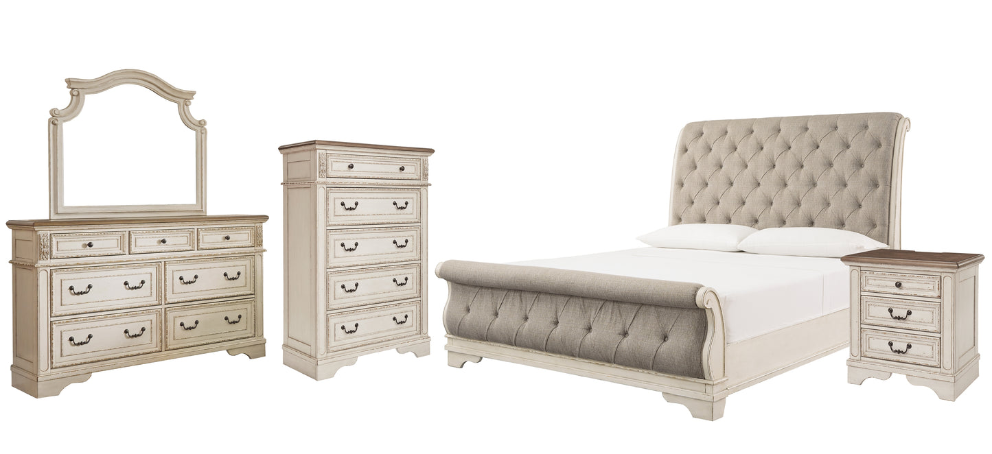 Realyn Queen Sleigh Bed with Mirrored Dresser, Chest and Nightstand Milwaukee Furniture of Chicago - Furniture Store in Chicago Serving Humbolt Park, Roscoe Village, Avondale, & Homan Square