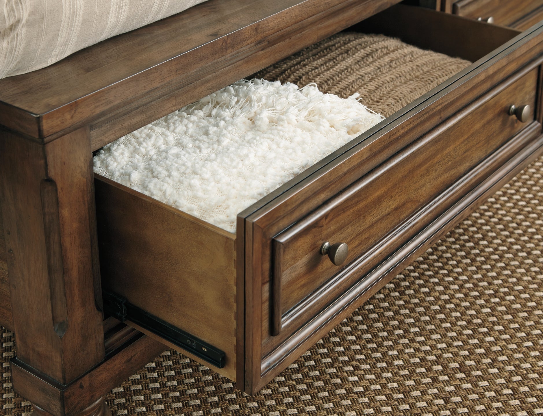 Flynnter King Panel Bed with 2 Storage Drawers with Mirrored Dresser, Chest and Nightstand Milwaukee Furniture of Chicago - Furniture Store in Chicago Serving Humbolt Park, Roscoe Village, Avondale, & Homan Square