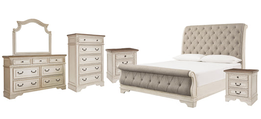 Realyn Queen Sleigh Bed with Mirrored Dresser, Chest and 2 Nightstands Milwaukee Furniture of Chicago - Furniture Store in Chicago Serving Humbolt Park, Roscoe Village, Avondale, & Homan Square