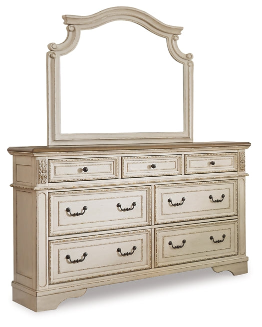 Realyn King Upholstered Panel Bed with Mirrored Dresser and 2 Nightstands Milwaukee Furniture of Chicago - Furniture Store in Chicago Serving Humbolt Park, Roscoe Village, Avondale, & Homan Square