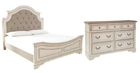 Realyn California King Upholstered Panel Bed with Dresser Milwaukee Furniture of Chicago - Furniture Store in Chicago Serving Humbolt Park, Roscoe Village, Avondale, & Homan Square