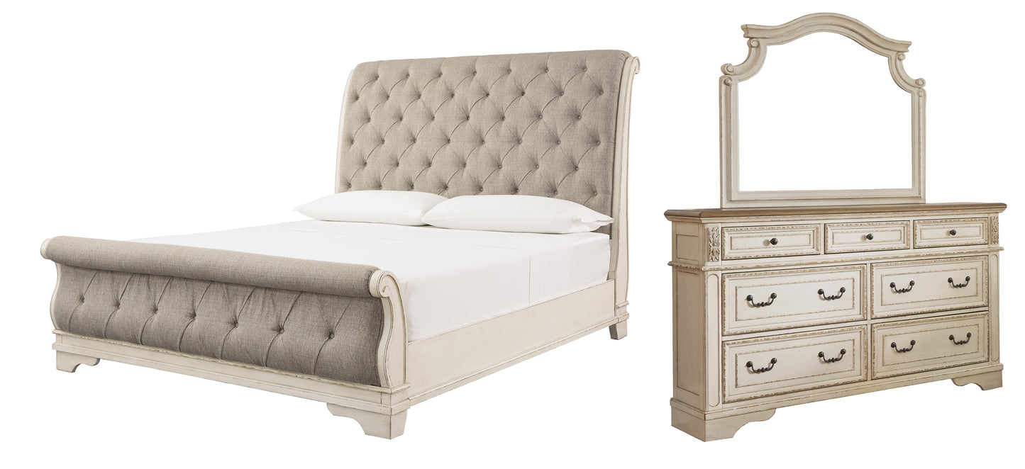 Realyn Queen Sleigh Bed with Mirrored Dresser Milwaukee Furniture of Chicago - Furniture Store in Chicago Serving Humbolt Park, Roscoe Village, Avondale, & Homan Square