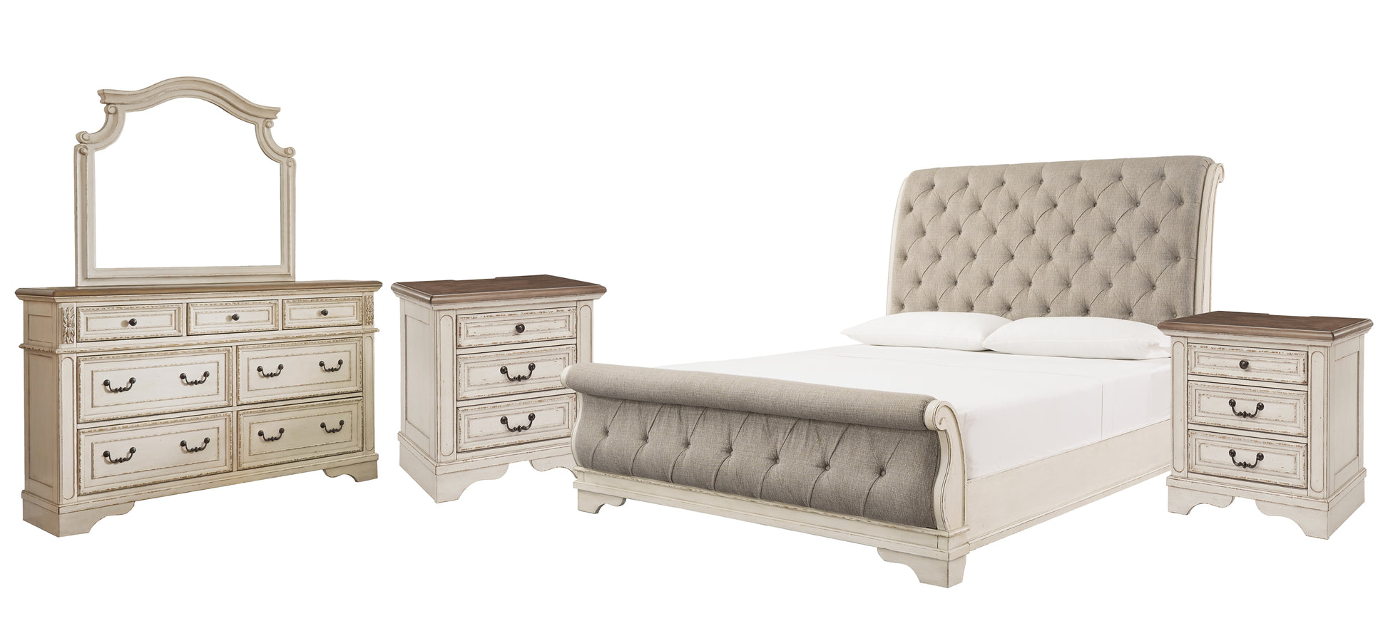 Realyn Queen Sleigh Bed with Mirrored Dresser and 2 Nightstands Milwaukee Furniture of Chicago - Furniture Store in Chicago Serving Humbolt Park, Roscoe Village, Avondale, & Homan Square