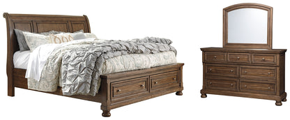 Flynnter Queen Sleigh Bed with 2 Storage Drawers with Mirrored Dresser Milwaukee Furniture of Chicago - Furniture Store in Chicago Serving Humbolt Park, Roscoe Village, Avondale, & Homan Square