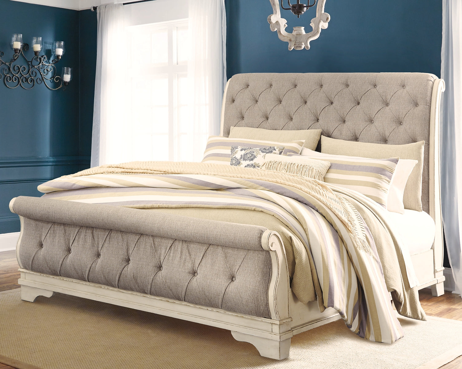 Realyn Queen Sleigh Bed with Mirrored Dresser and 2 Nightstands Milwaukee Furniture of Chicago - Furniture Store in Chicago Serving Humbolt Park, Roscoe Village, Avondale, & Homan Square