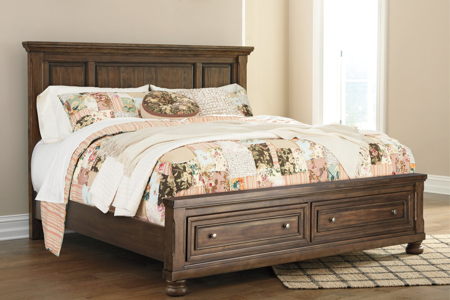 Flynnter Queen Panel Bed with 2 Storage Drawers with Mirrored Dresser Milwaukee Furniture of Chicago - Furniture Store in Chicago Serving Humbolt Park, Roscoe Village, Avondale, & Homan Square