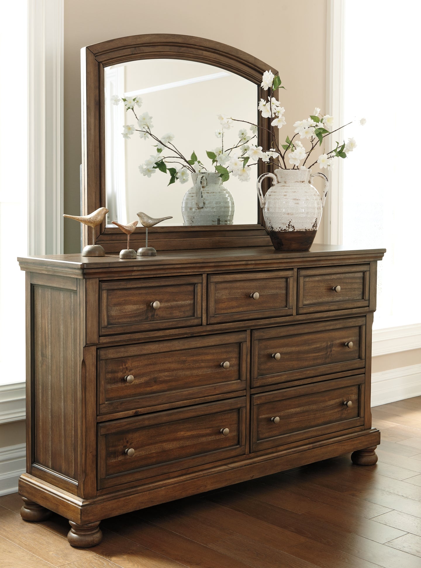 Flynnter Queen Panel Bed with Mirrored Dresser and Chest Milwaukee Furniture of Chicago - Furniture Store in Chicago Serving Humbolt Park, Roscoe Village, Avondale, & Homan Square