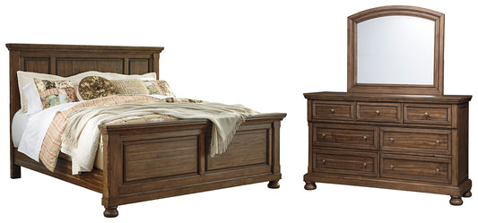 Flynnter Queen Panel Bed with Mirrored Dresser Milwaukee Furniture of Chicago - Furniture Store in Chicago Serving Humbolt Park, Roscoe Village, Avondale, & Homan Square