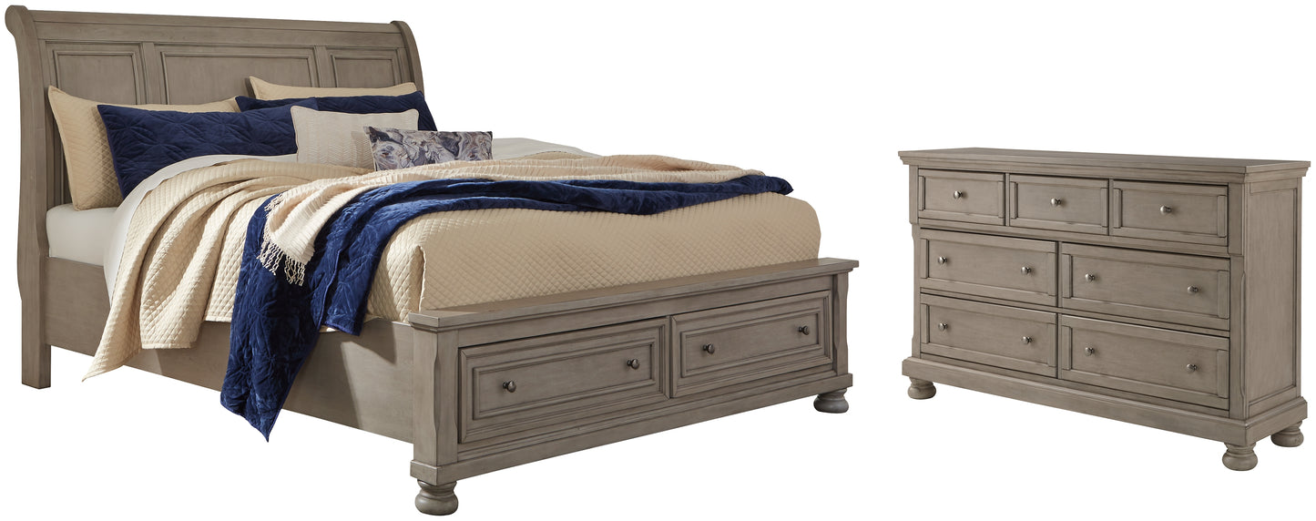 Lettner Queen Sleigh Bed with 2 Storage Drawers with Dresser with Dresser Milwaukee Furniture of Chicago - Furniture Store in Chicago Serving Humbolt Park, Roscoe Village, Avondale, & Homan Square