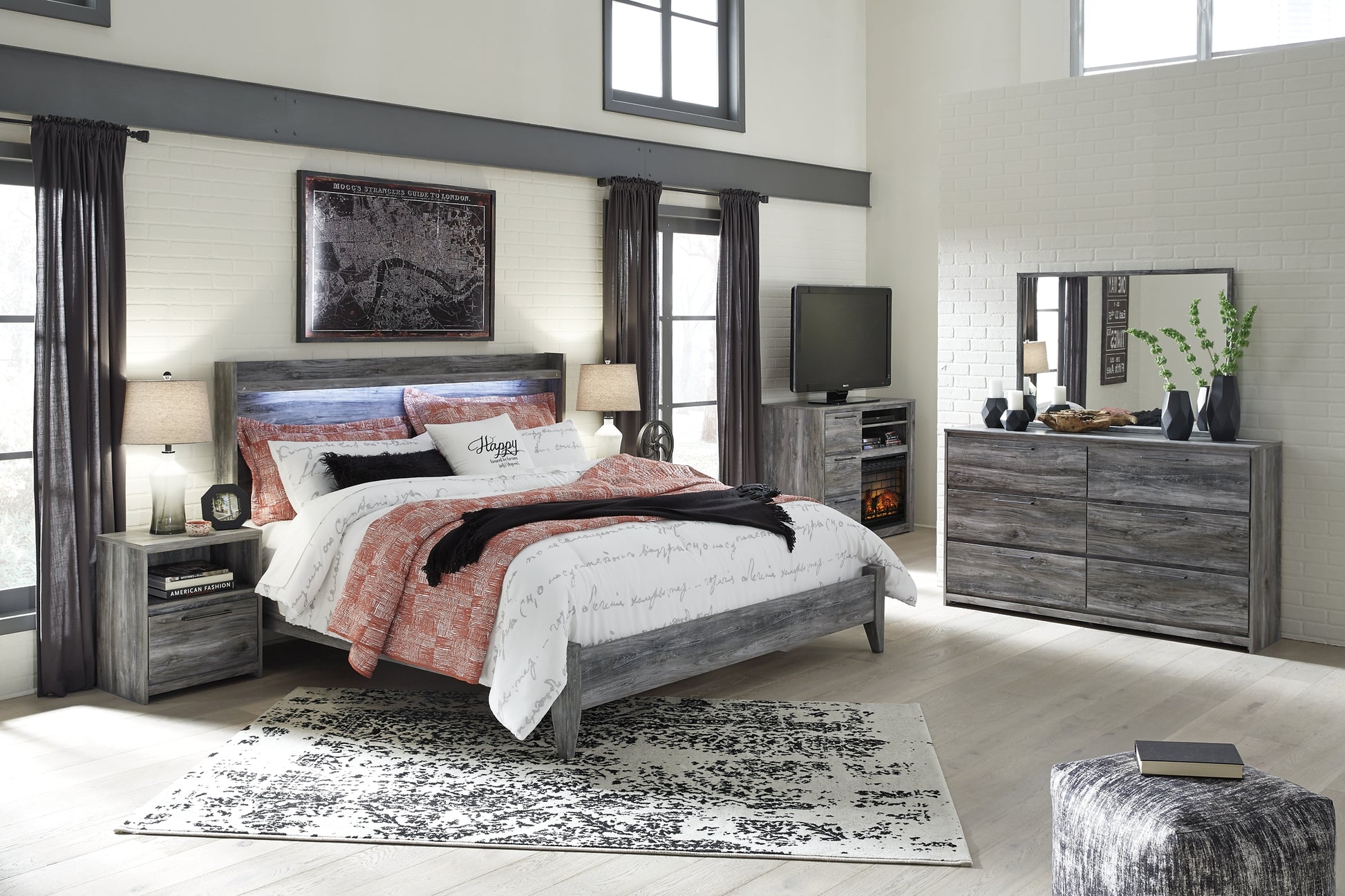 Baystorm King Panel Bed with Dresser Milwaukee Furniture of Chicago - Furniture Store in Chicago Serving Humbolt Park, Roscoe Village, Avondale, & Homan Square