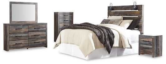 Drystan Queen Panel Headboard with Mirrored Dresser, Chest and Nightstand Milwaukee Furniture of Chicago - Furniture Store in Chicago Serving Humbolt Park, Roscoe Village, Avondale, & Homan Square