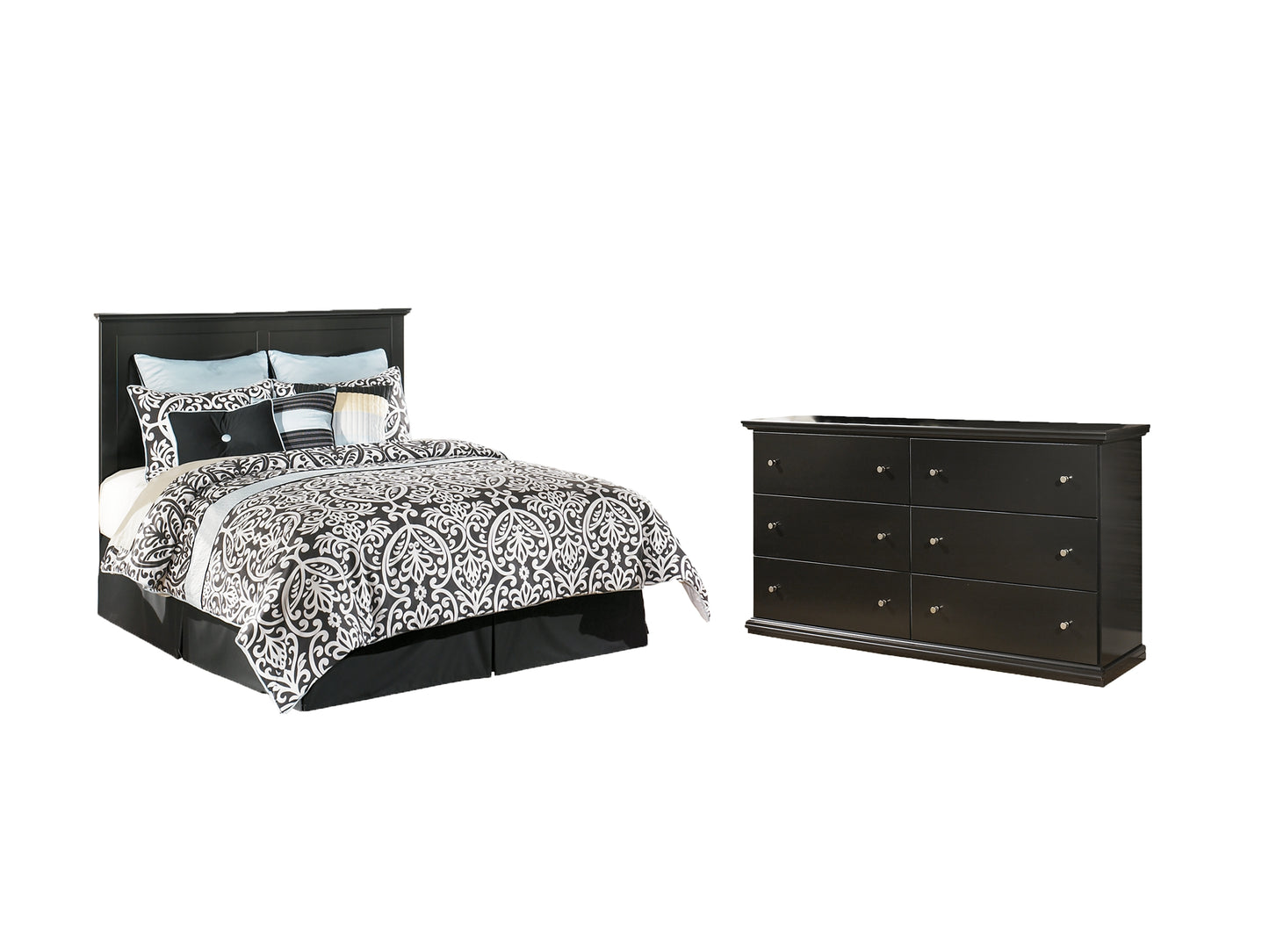 Maribel Queen/Full Panel Headboard with Dresser Milwaukee Furniture of Chicago - Furniture Store in Chicago Serving Humbolt Park, Roscoe Village, Avondale, & Homan Square