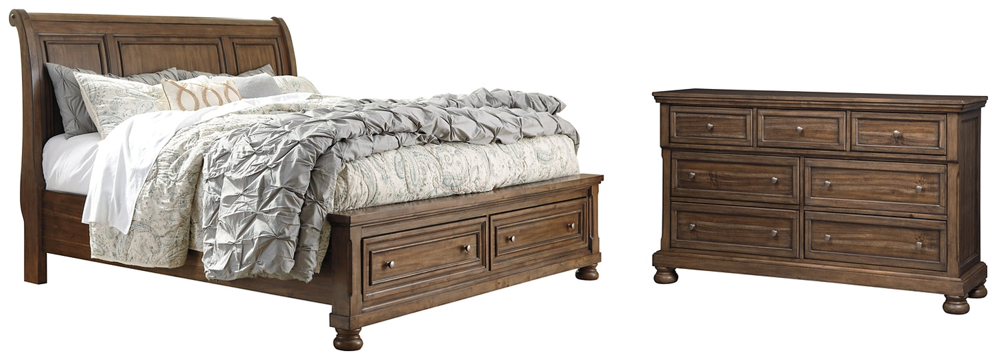 Flynnter Queen Sleigh Bed with 2 Storage Drawers with Dresser with Dresser Milwaukee Furniture of Chicago - Furniture Store in Chicago Serving Humbolt Park, Roscoe Village, Avondale, & Homan Square