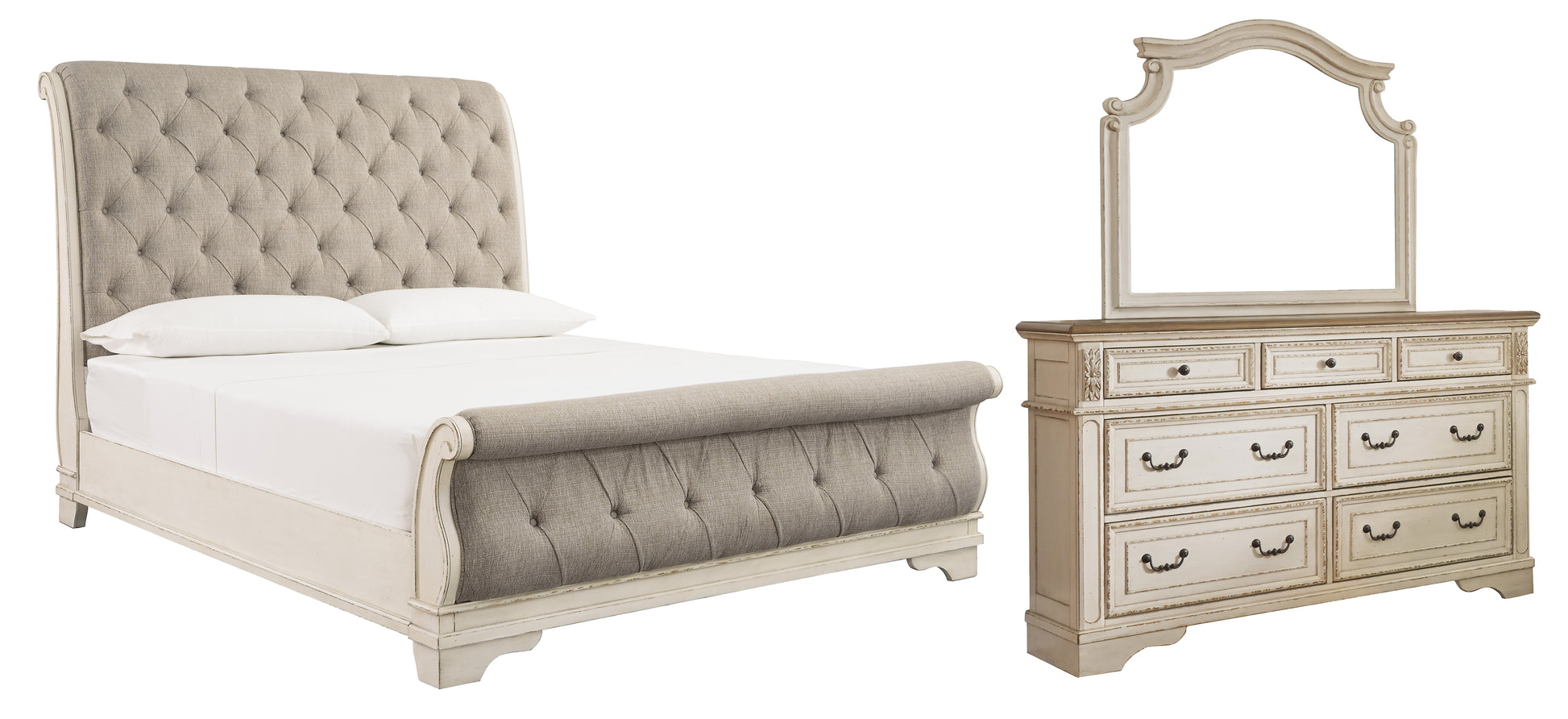 Realyn Queen Sleigh Bed with Mirrored Dresser Milwaukee Furniture of Chicago - Furniture Store in Chicago Serving Humbolt Park, Roscoe Village, Avondale, & Homan Square