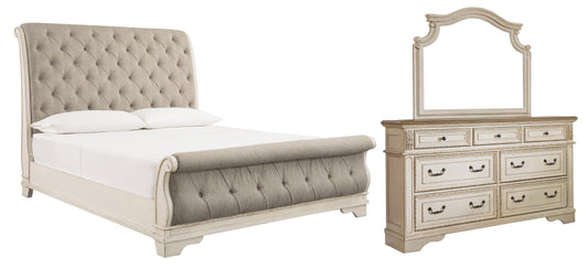 Realyn Queen Sleigh Bed with Mirrored Dresser Milwaukee Furniture of Chicago - Furniture Store in Chicago Serving Humbolt Park, Roscoe Village, Avondale, & Homan Square