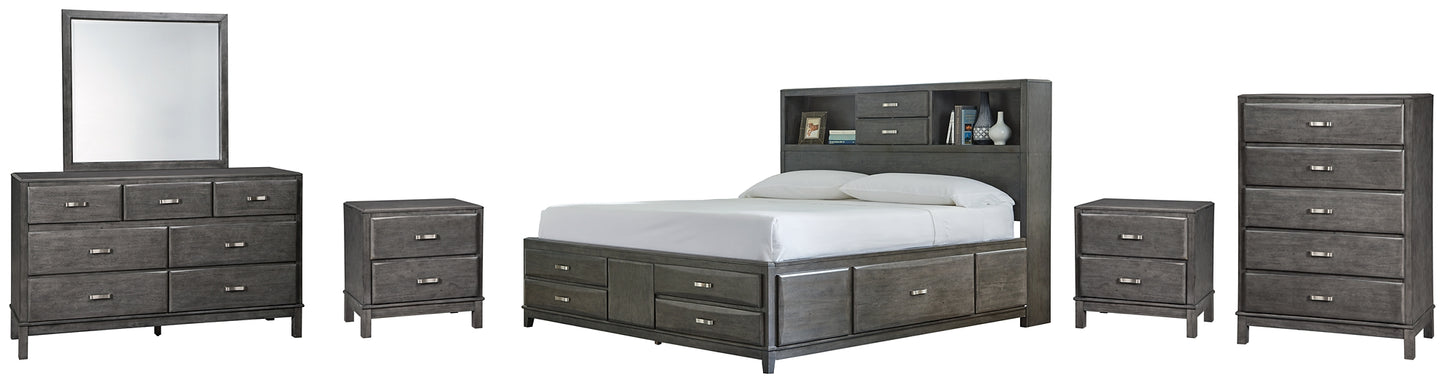 Caitbrook Queen Storage Bed with 8 Storage Drawers with Mirrored Dresser, Chest and 2 Nightstands Milwaukee Furniture of Chicago - Furniture Store in Chicago Serving Humbolt Park, Roscoe Village, Avondale, & Homan Square