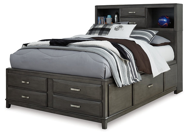 Caitbrook Queen Storage Bed with 8 Storage Drawers with Mirrored Dresser and 2 Nightstands Milwaukee Furniture of Chicago - Furniture Store in Chicago Serving Humbolt Park, Roscoe Village, Avondale, & Homan Square