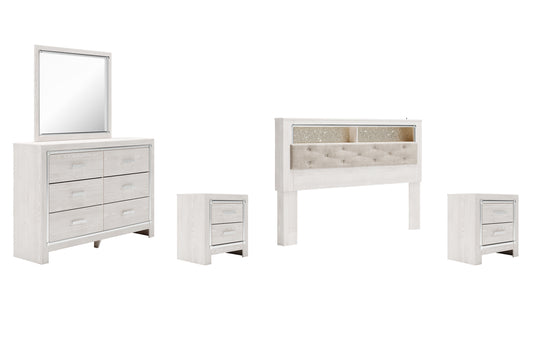 Altyra King Bookcase Headboard with Mirrored Dresser and 2 Nightstands Milwaukee Furniture of Chicago - Furniture Store in Chicago Serving Humbolt Park, Roscoe Village, Avondale, & Homan Square