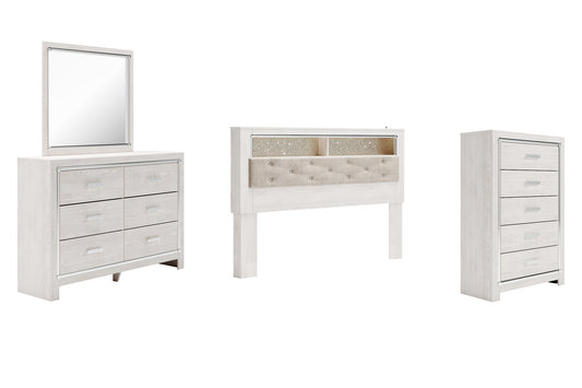 Altyra King Bookcase Headboard with Mirrored Dresser and Chest Milwaukee Furniture of Chicago - Furniture Store in Chicago Serving Humbolt Park, Roscoe Village, Avondale, & Homan Square