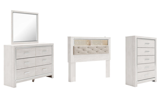 Altyra Queen Bookcase Headboard with Mirrored Dresser and Chest Milwaukee Furniture of Chicago - Furniture Store in Chicago Serving Humbolt Park, Roscoe Village, Avondale, & Homan Square