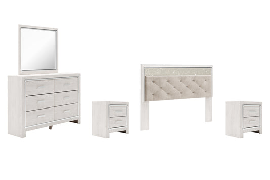 Altyra King Panel Headboard with Mirrored Dresser, Chest and 2 Nightstands Milwaukee Furniture of Chicago - Furniture Store in Chicago Serving Humbolt Park, Roscoe Village, Avondale, & Homan Square