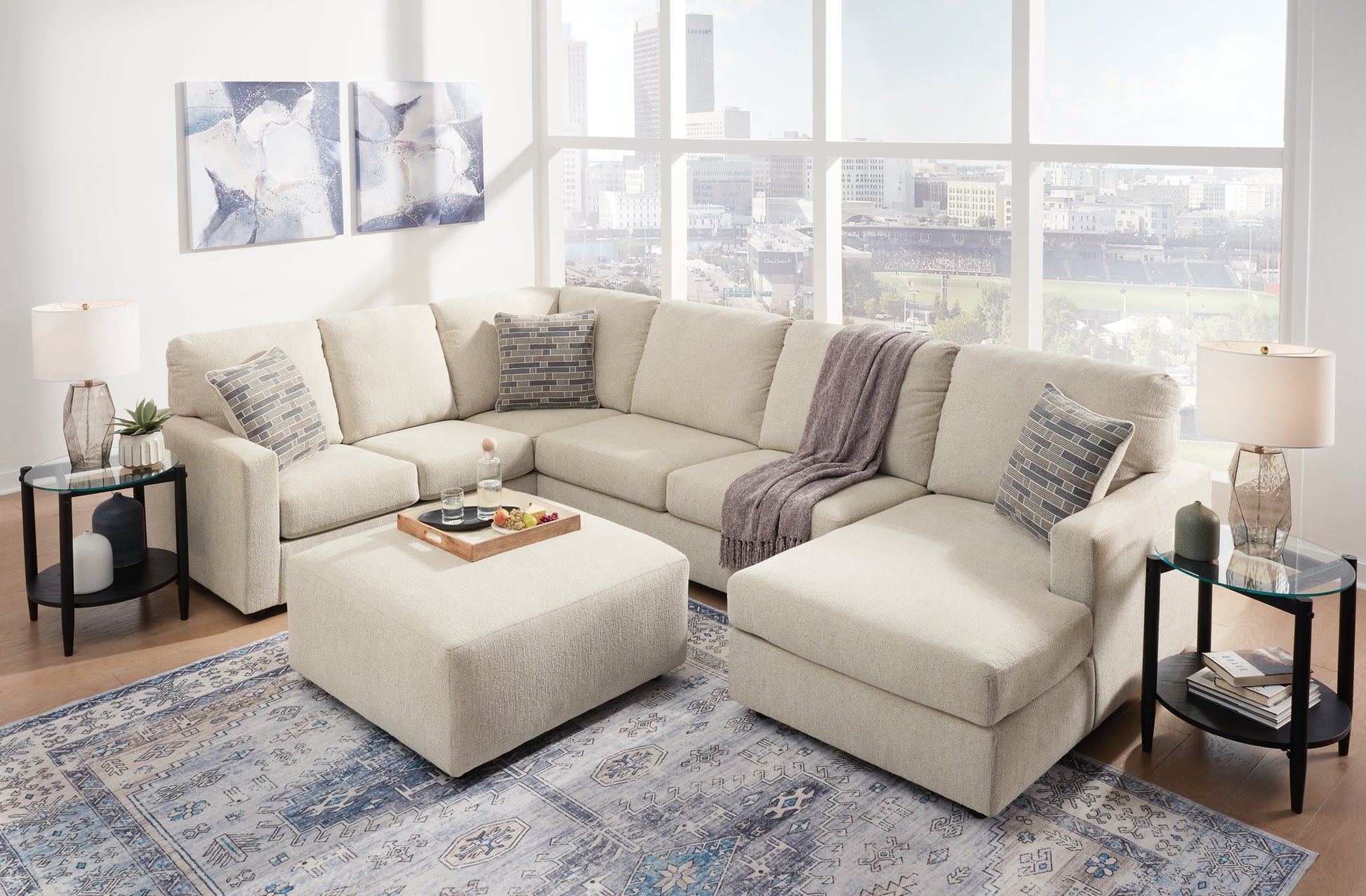 Edenfield 3-Piece Sectional with Ottoman Milwaukee Furniture of Chicago - Furniture Store in Chicago Serving Humbolt Park, Roscoe Village, Avondale, & Homan Square