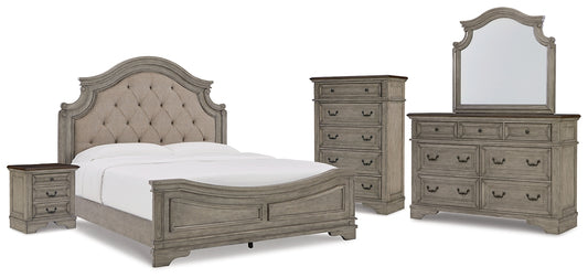 Lodenbay California King Panel Bed with Mirrored Dresser, Chest and Nightstand Milwaukee Furniture of Chicago - Furniture Store in Chicago Serving Humbolt Park, Roscoe Village, Avondale, & Homan Square