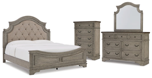 Lodenbay California King Panel Bed with Mirrored Dresser and Chest Milwaukee Furniture of Chicago - Furniture Store in Chicago Serving Humbolt Park, Roscoe Village, Avondale, & Homan Square