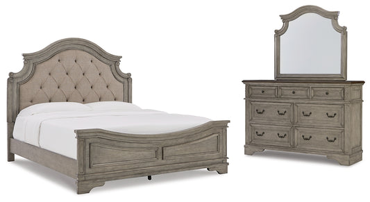 Lodenbay California King Panel Bed with Mirrored Dresser Milwaukee Furniture of Chicago - Furniture Store in Chicago Serving Humbolt Park, Roscoe Village, Avondale, & Homan Square