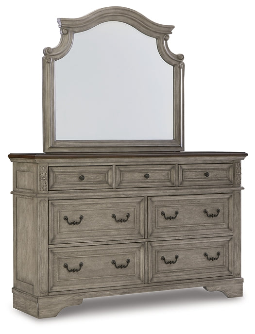 Lodenbay California King Panel Bed with Mirrored Dresser Milwaukee Furniture of Chicago - Furniture Store in Chicago Serving Humbolt Park, Roscoe Village, Avondale, & Homan Square