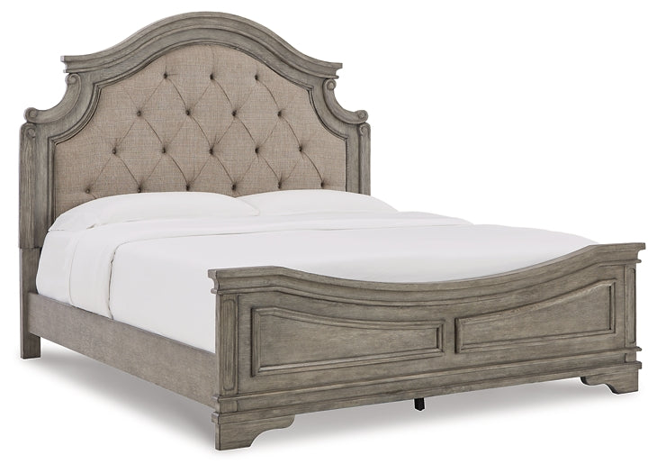 Lodenbay California King Panel Bed with Mirrored Dresser Milwaukee Furniture of Chicago - Furniture Store in Chicago Serving Humbolt Park, Roscoe Village, Avondale, & Homan Square