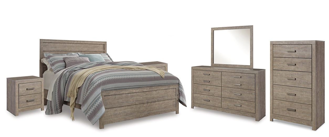 Culverbach Queen Panel Bed with Mirrored Dresser, Chest and 2 Nightstands Milwaukee Furniture of Chicago - Furniture Store in Chicago Serving Humbolt Park, Roscoe Village, Avondale, & Homan Square