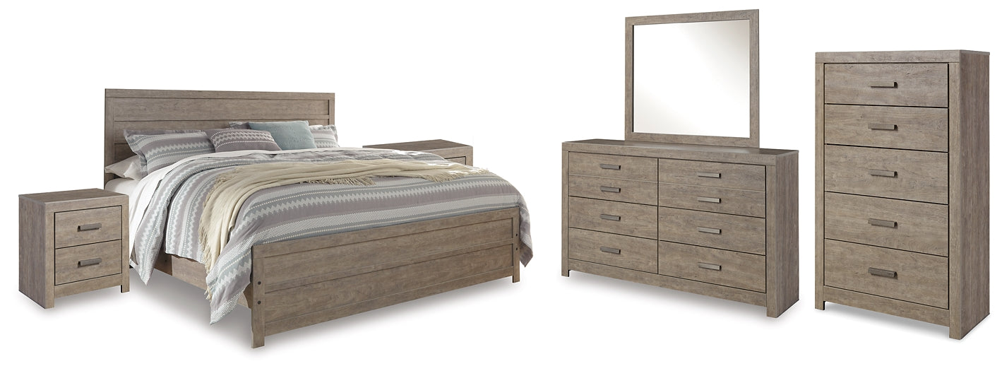 Culverbach King Panel Bed with Mirrored Dresser, Chest and 2 Nightstands Milwaukee Furniture of Chicago - Furniture Store in Chicago Serving Humbolt Park, Roscoe Village, Avondale, & Homan Square