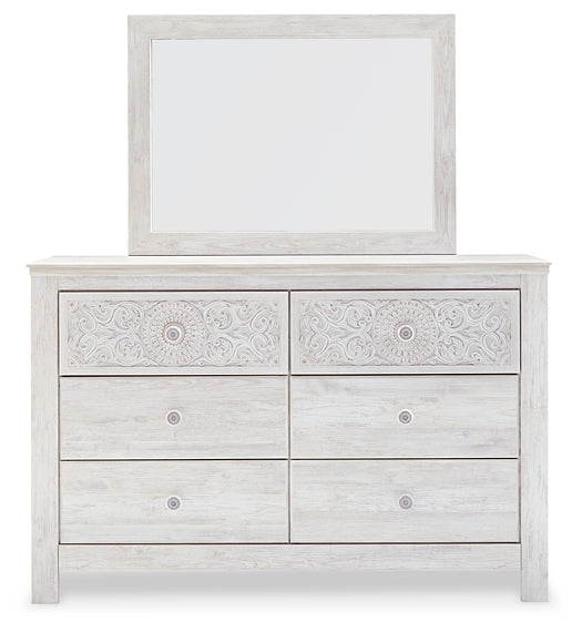 Paxberry King Panel Bed with Mirrored Dresser Milwaukee Furniture of Chicago - Furniture Store in Chicago Serving Humbolt Park, Roscoe Village, Avondale, & Homan Square