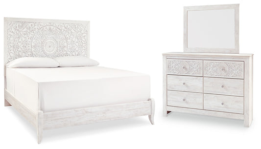 Paxberry King Panel Bed with Mirrored Dresser Milwaukee Furniture of Chicago - Furniture Store in Chicago Serving Humbolt Park, Roscoe Village, Avondale, & Homan Square