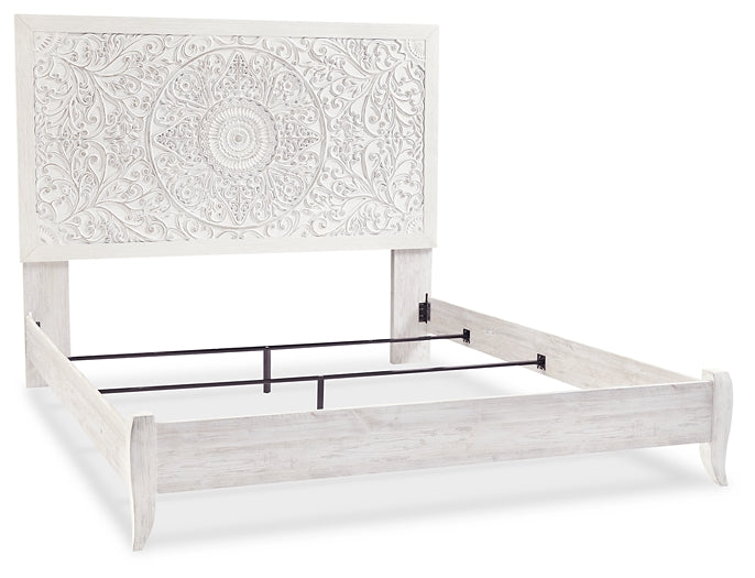 Paxberry King Panel Bed with Mirrored Dresser Milwaukee Furniture of Chicago - Furniture Store in Chicago Serving Humbolt Park, Roscoe Village, Avondale, & Homan Square