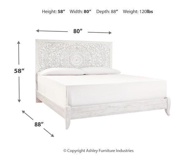 Paxberry King Panel Bed with Mirrored Dresser Milwaukee Furniture of Chicago - Furniture Store in Chicago Serving Humbolt Park, Roscoe Village, Avondale, & Homan Square