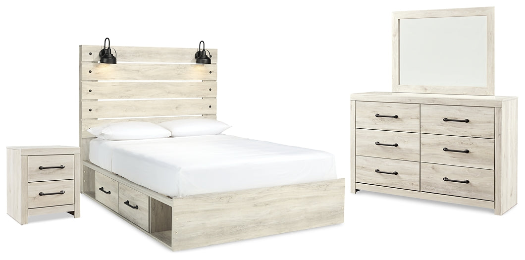 Cambeck Queen Panel Bed with 2 Storage Drawers with Mirrored Dresser and Nightstand Milwaukee Furniture of Chicago - Furniture Store in Chicago Serving Humbolt Park, Roscoe Village, Avondale, & Homan Square