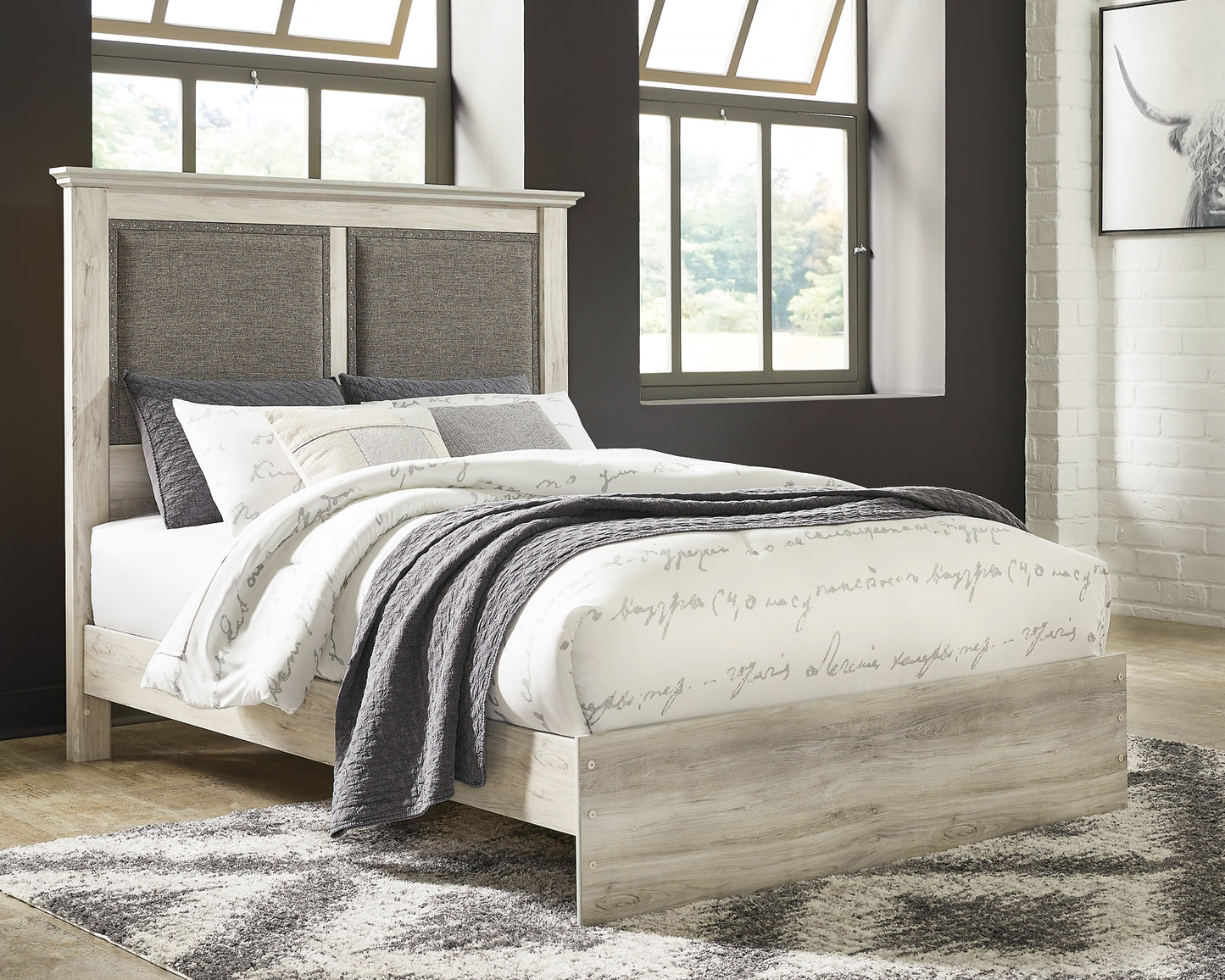 Cambeck King Upholstered Panel Bed with Mirrored Dresser and Chest Milwaukee Furniture of Chicago - Furniture Store in Chicago Serving Humbolt Park, Roscoe Village, Avondale, & Homan Square