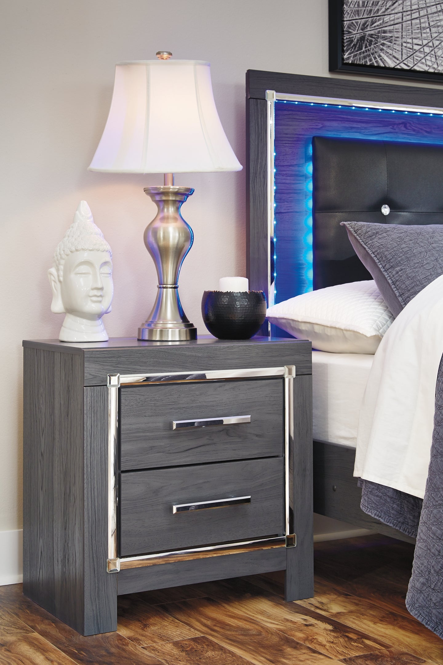 Lodanna Queen Panel Bed with Mirrored Dresser and Nightstand Milwaukee Furniture of Chicago - Furniture Store in Chicago Serving Humbolt Park, Roscoe Village, Avondale, & Homan Square