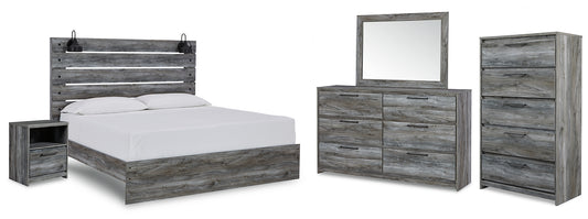 Baystorm King Panel Bed with Mirrored Dresser, Chest and Nightstand Milwaukee Furniture of Chicago - Furniture Store in Chicago Serving Humbolt Park, Roscoe Village, Avondale, & Homan Square