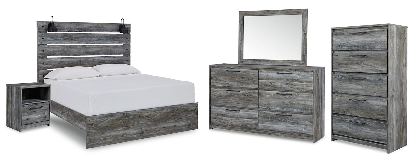 Baystorm Queen Panel Bed with Mirrored Dresser, Chest and Nightstand Milwaukee Furniture of Chicago - Furniture Store in Chicago Serving Humbolt Park, Roscoe Village, Avondale, & Homan Square