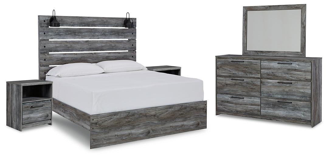 Baystorm Queen Panel Bed with Mirrored Dresser and 2 Nightstands Milwaukee Furniture of Chicago - Furniture Store in Chicago Serving Humbolt Park, Roscoe Village, Avondale, & Homan Square