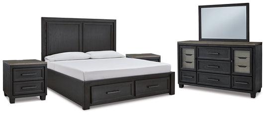 Foyland King Panel Storage Bed with Mirrored Dresser and 2 Nightstands Milwaukee Furniture of Chicago - Furniture Store in Chicago Serving Humbolt Park, Roscoe Village, Avondale, & Homan Square