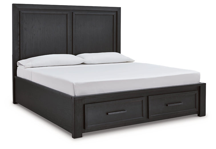 Foyland King Panel Storage Bed with Mirrored Dresser and 2 Nightstands Milwaukee Furniture of Chicago - Furniture Store in Chicago Serving Humbolt Park, Roscoe Village, Avondale, & Homan Square