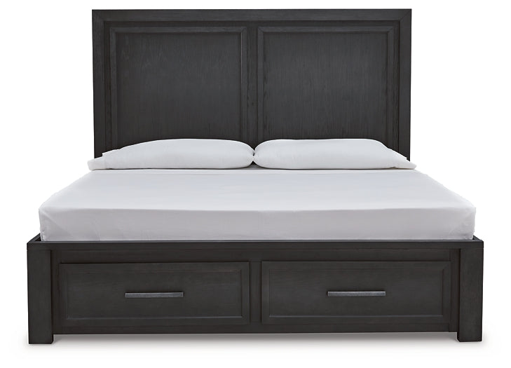 Foyland King Panel Storage Bed with Mirrored Dresser and 2 Nightstands Milwaukee Furniture of Chicago - Furniture Store in Chicago Serving Humbolt Park, Roscoe Village, Avondale, & Homan Square