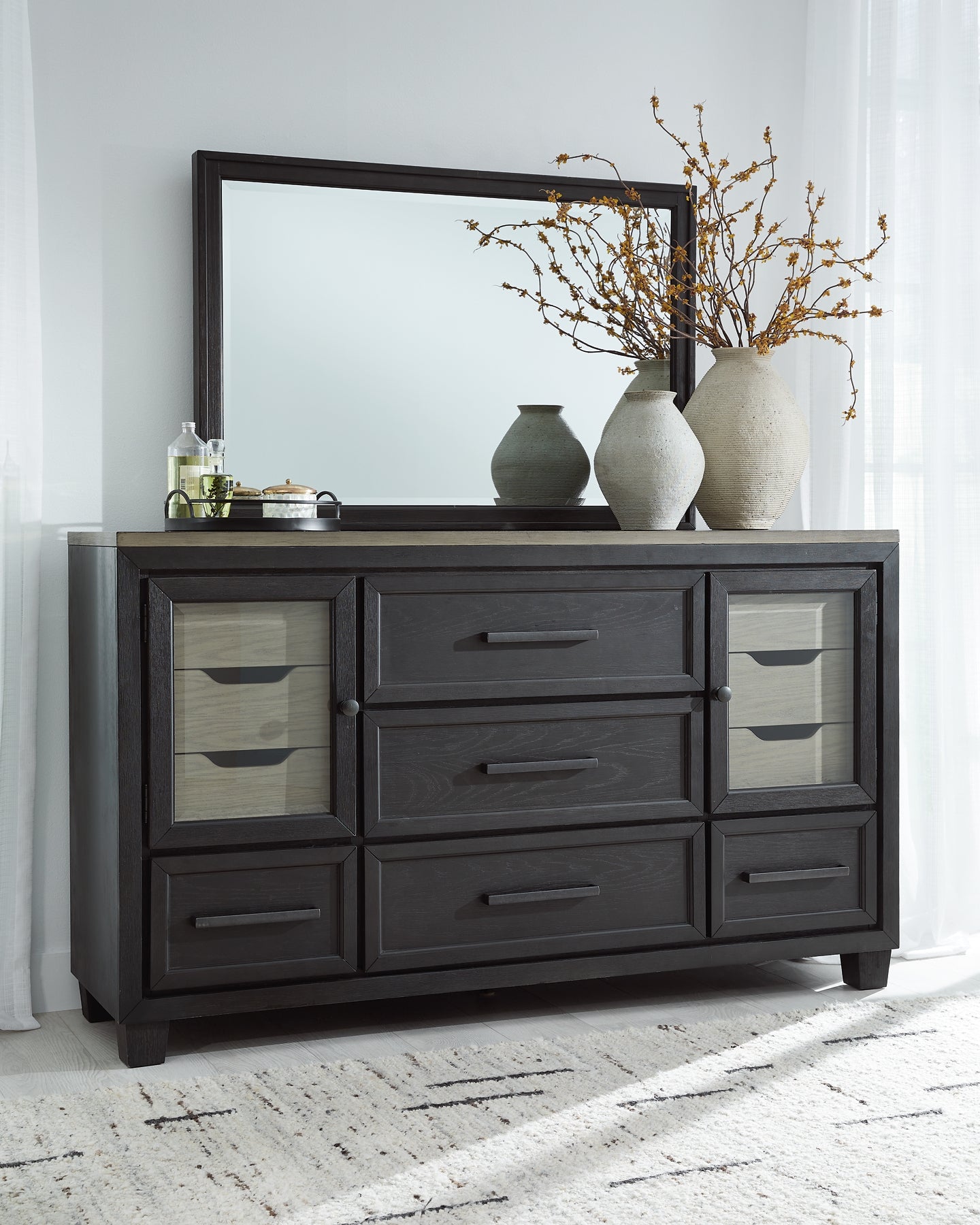 Foyland Queen Panel Storage Bed with Mirrored Dresser and Chest Milwaukee Furniture of Chicago - Furniture Store in Chicago Serving Humbolt Park, Roscoe Village, Avondale, & Homan Square