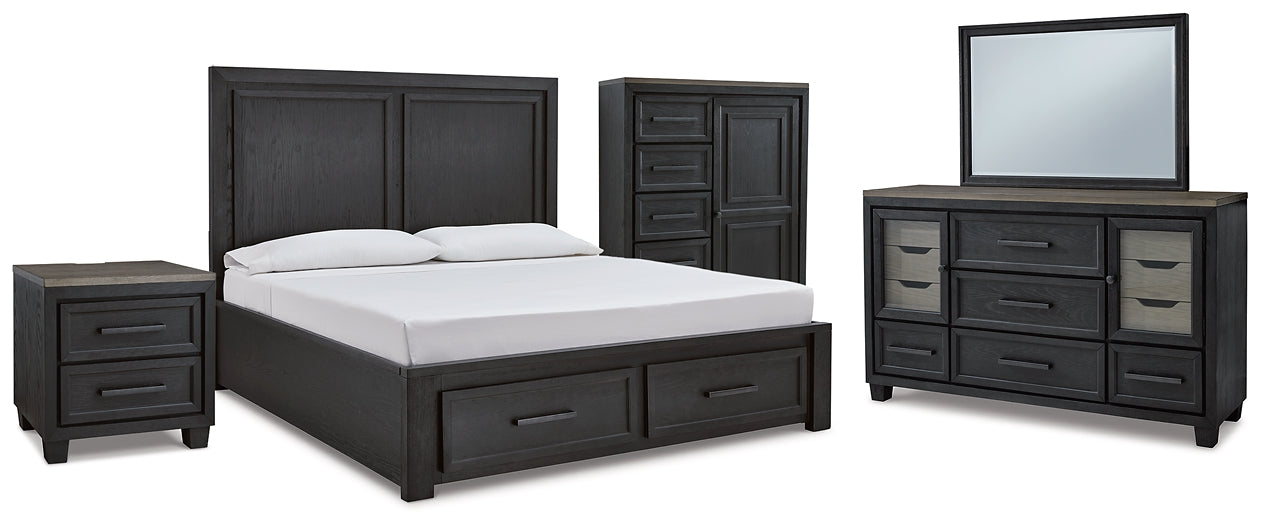 Foyland King Panel Storage Bed with Mirrored Dresser, Chest and Nightstand Milwaukee Furniture of Chicago - Furniture Store in Chicago Serving Humbolt Park, Roscoe Village, Avondale, & Homan Square