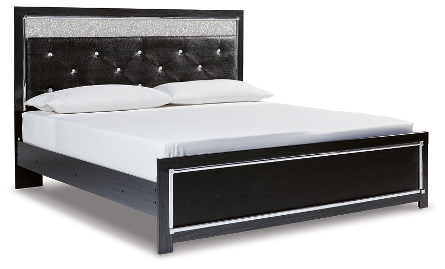 Kaydell King Upholstered Panel Platform Bed with Mirrored Dresser, Chest and 2 Nightstands Milwaukee Furniture of Chicago - Furniture Store in Chicago Serving Humbolt Park, Roscoe Village, Avondale, & Homan Square